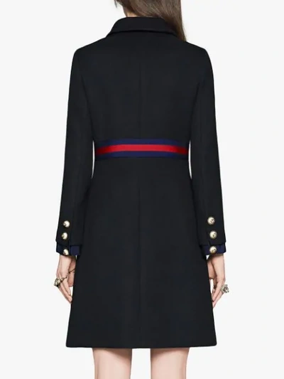 Shop Gucci Bow-detailed Wool Coat In Blue
