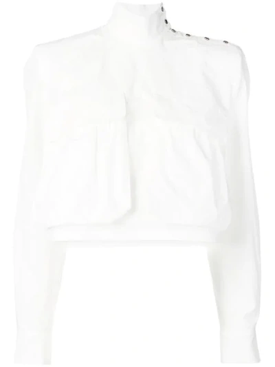 Shop Fendi Maxi Pocket Blouse In White