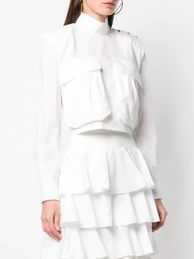 Shop Fendi Maxi Pocket Blouse In White