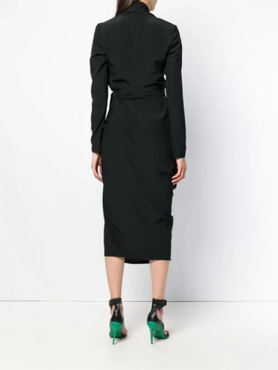 Shop Rick Owens Wrap Midi Dress In Black