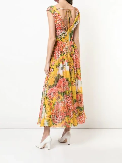 Shop Carolina Herrera Floral Print Dress In Yellow