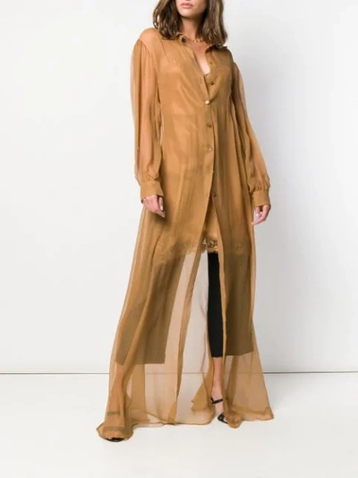 Shop Alberta Ferretti Long-sleeve Shirt Dress - Brown