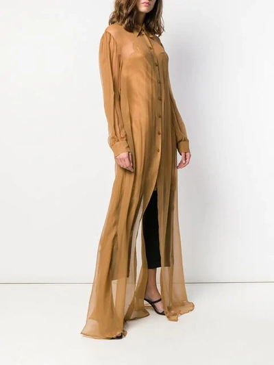 Shop Alberta Ferretti Long-sleeve Shirt Dress - Brown