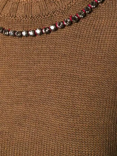 Shop P.a.r.o.s.h Crystal Embellished Sweater In Brown