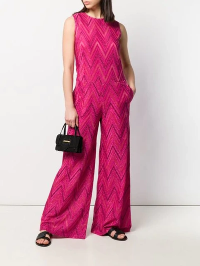 Shop M Missoni Zigzag Print Wide Leg Jumpsuit In Pink