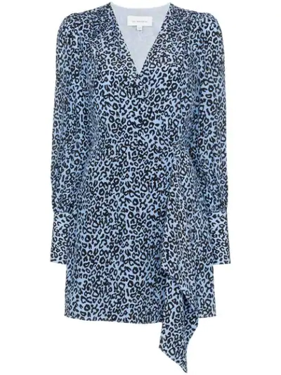 Shop Les Rêveries Leopard-print Wrap Dress In Blue