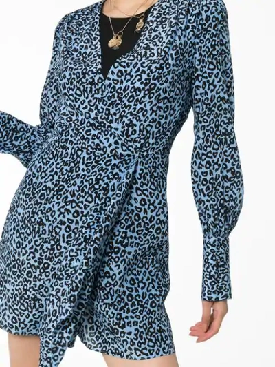 Shop Les Rêveries Leopard-print Wrap Dress In Blue