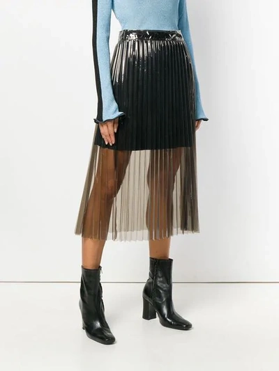 Shop Ssheena Clear Pleated Pu Midi Skirt In Black