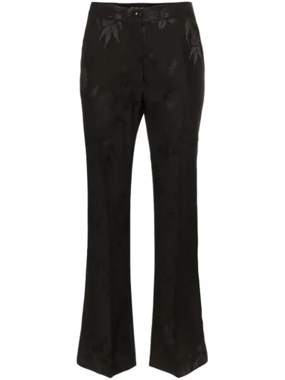 Shop Etro Floral Jacquard Flared Trousers In Black