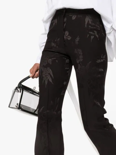 Shop Etro Floral Jacquard Flared Trousers In Black