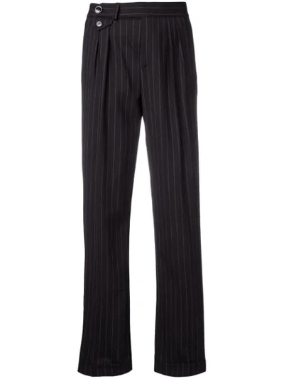 Shop Pinko Ercole Striped Straight Trousers In Black