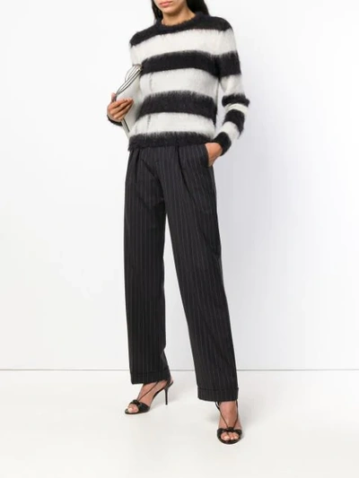 Shop Pinko Ercole Striped Straight Trousers In Black