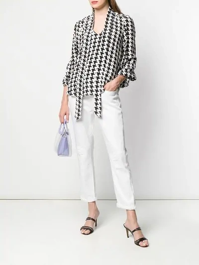 Shop Rixo London Houndstooth Shirt In White