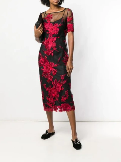 Shop Antonio Marras Floral Embroidered Sheer Dress In Black
