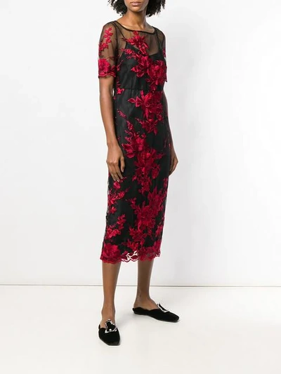 ANTONIO MARRAS FLORAL EMBROIDERED SHEER DRESS - 黑色