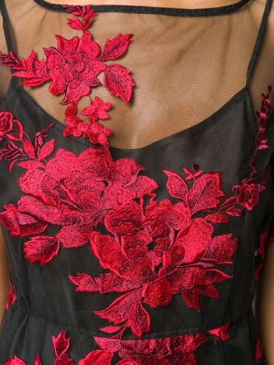 Shop Antonio Marras Floral Embroidered Sheer Dress In Black