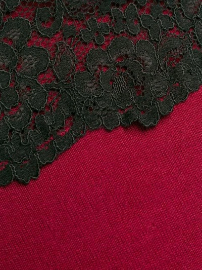 Shop Mulberry Lace Panel Sweater In Red