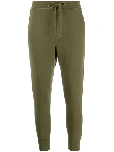 Shop Nili Lotan Cropped Cotton Track Pants In Green