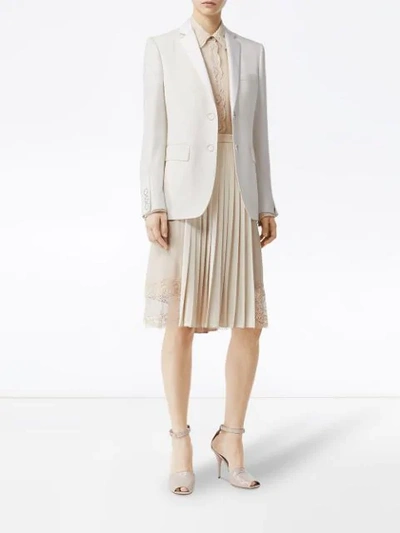 Shop Burberry Single-breasted Tailored Blazer In Neutrals