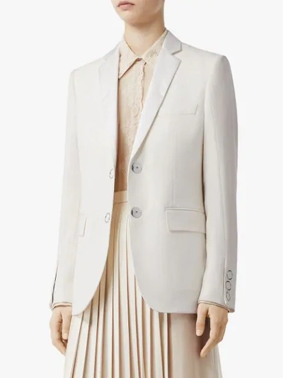 Shop Burberry Single-breasted Tailored Blazer In Neutrals