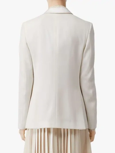 Shop Burberry Single-breasted Tailored Blazer In Neutrals