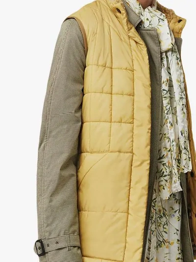 Shop Burberry Faux Shearling Collar Lightweight Quilted Gilet In Yellow