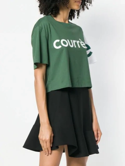 Shop Courrèges Colour Block Cropped T In Green