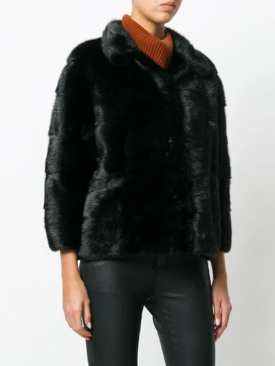 Shop Simonetta Ravizza Short Fur Coat - Black