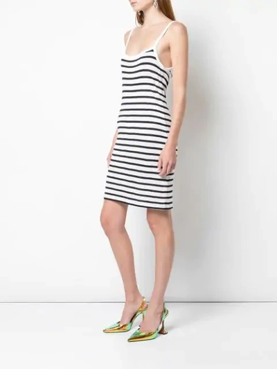 Shop Alexander Wang T Striped Sleeveless Dress In White