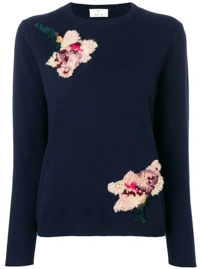 Shop Allude Textured Flower Sweater In Blue