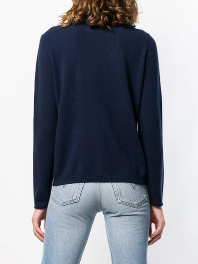 Shop Allude Textured Flower Sweater In Blue