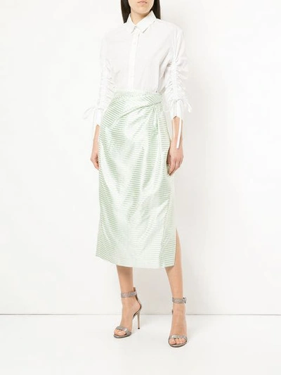 Shop Carolina Herrera Striped Pencil Skirt In Green