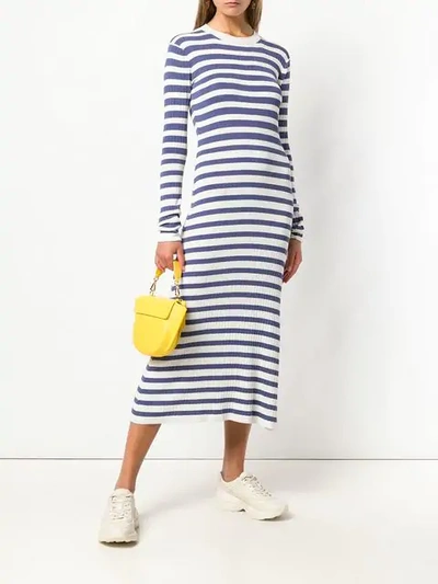 Shop Sonia Rykiel Striped Jersey Dress In White