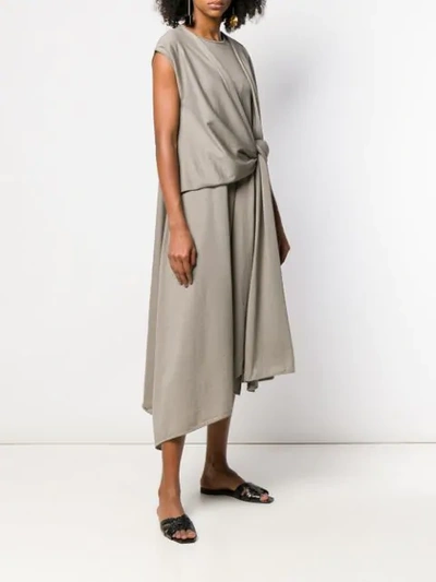 Shop Lemaire Knot Detail T-shirt Dress In Neutrals