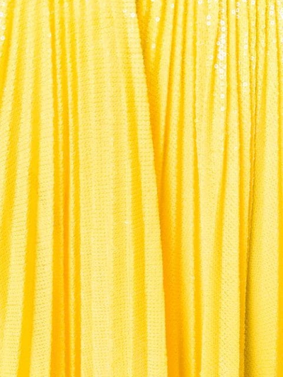 Shop Msgm Pleated Sequin Midi Skirt In Yellow