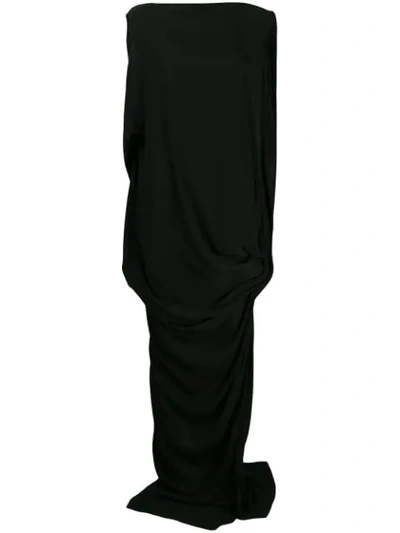 Shop Rick Owens Draped Maxi Dress In Black