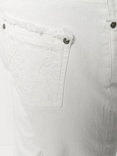 Shop Etro Embroidered Cropped Jeans In White