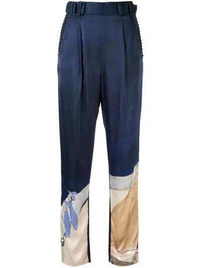 Shop Aje Chiltern Satin Trousers In Blue