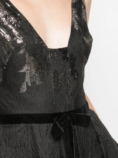 Shop Marchesa Notte Metallic Finish Full Length Dress In Black