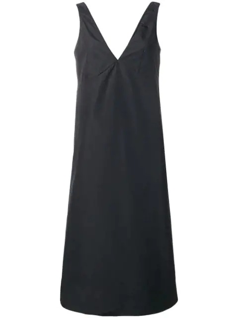 Plan C V-neck A-line Dress In Black | ModeSens