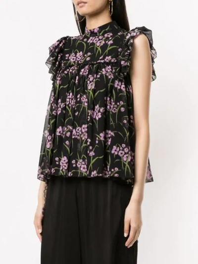 Shop Giambattista Valli Floral Print Blouse In Black