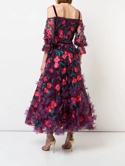 Shop Marchesa Notte 3d Floral Midi Dress In Pink