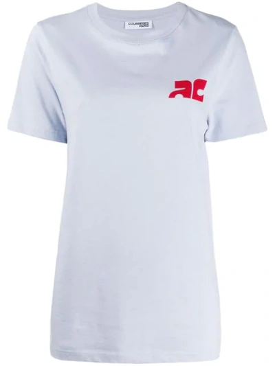 Shop Courrèges Printed Logo T-shirt In 417 Baby Blue
