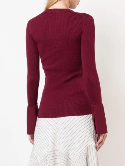PROENZA SCHOULER RIBBED KNIT FITTED TOP - 红色