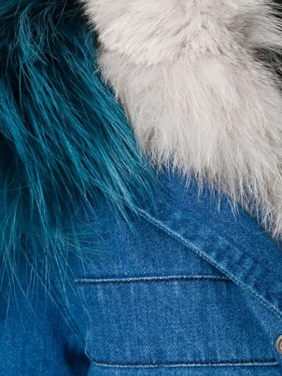 Shop Mr & Mrs Italy Fur Trimmed Denim Parka - Blue