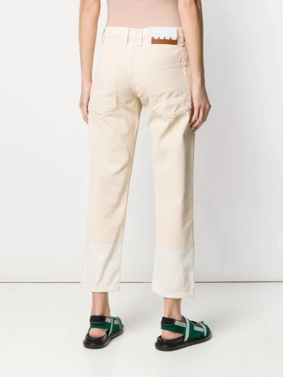 Shop Marni Straight Leg Contrast Cuff Cropped Trousers - Neutrals