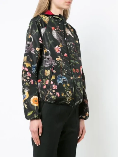 Shop Red Valentino Birds Print Hooded Jacket In Black