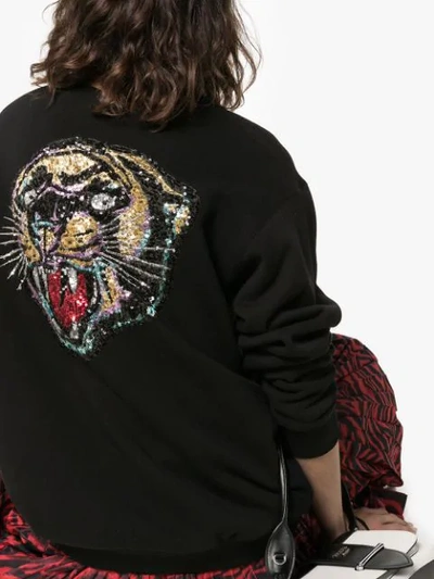 Shop Gucci Black Sequin-embellished Cotton Sweatshirt