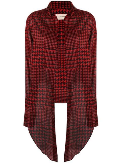 Shop Alexandre Vauthier Cropped Houndstooth Shirt - Red