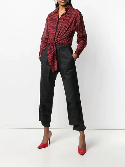 Shop Alexandre Vauthier Cropped Houndstooth Shirt - Red